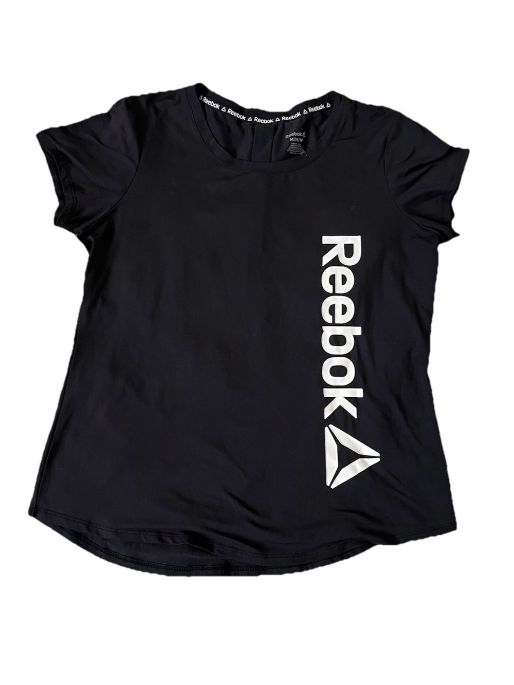 Reebok Women's Fearless Performance Lite Fitness Gym Short Sleeve Tee Black Sz M